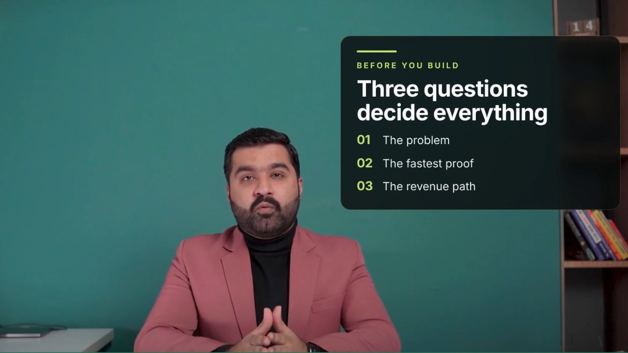 Haidar Mustafa explaining the three questions that decide whether an app earns